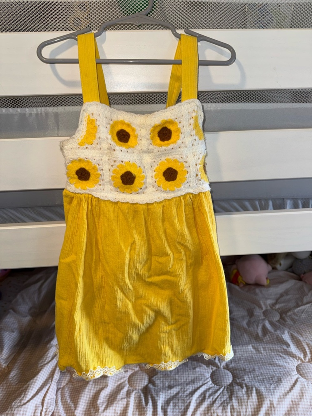 Haute Hippie Yellow Sunflower Crochet Bodice Girls Dress